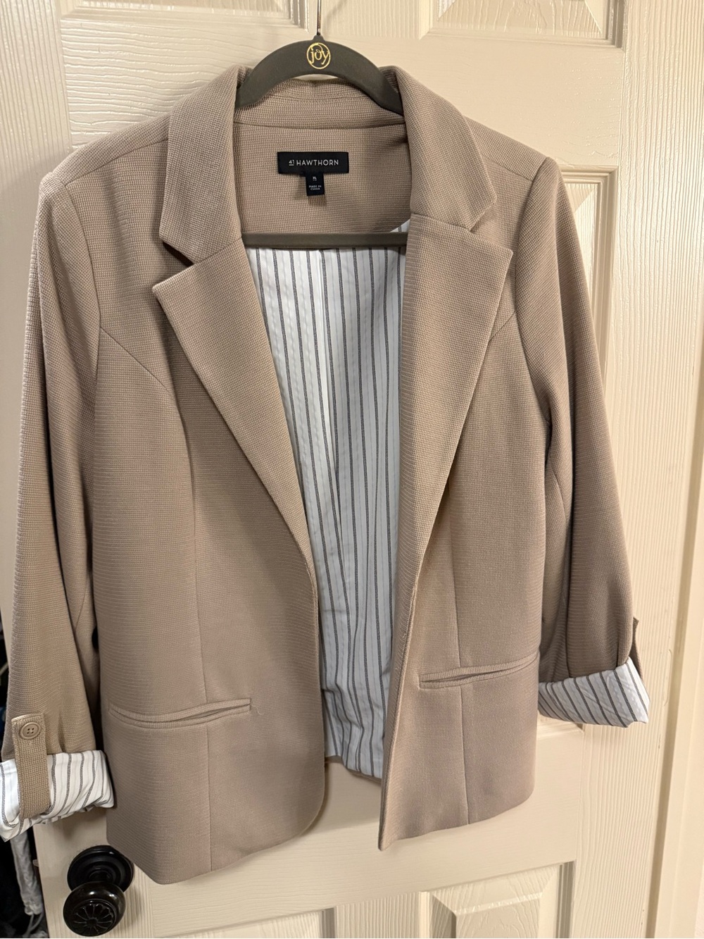 Taupe Open-Front Blazer Jacket